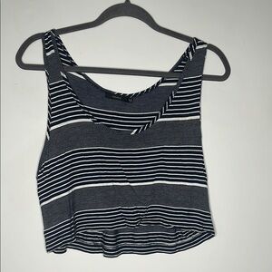 Talula Navy and White Striped Tank Top Cropped
